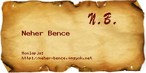 Neher Bence névjegykártya